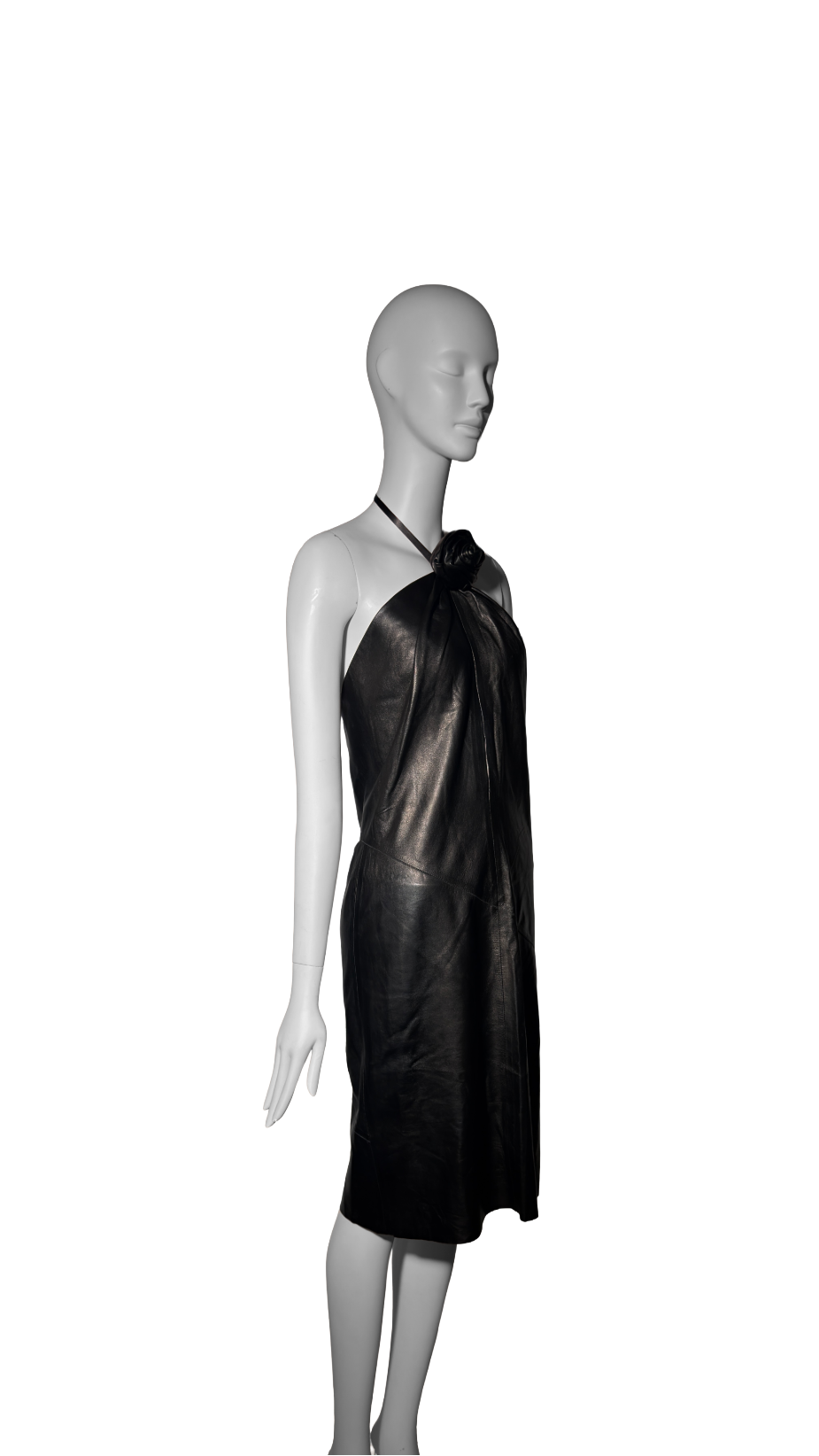 Gucci by Tom Ford FW 1999 Rose Keyhole Black Leather Dress
