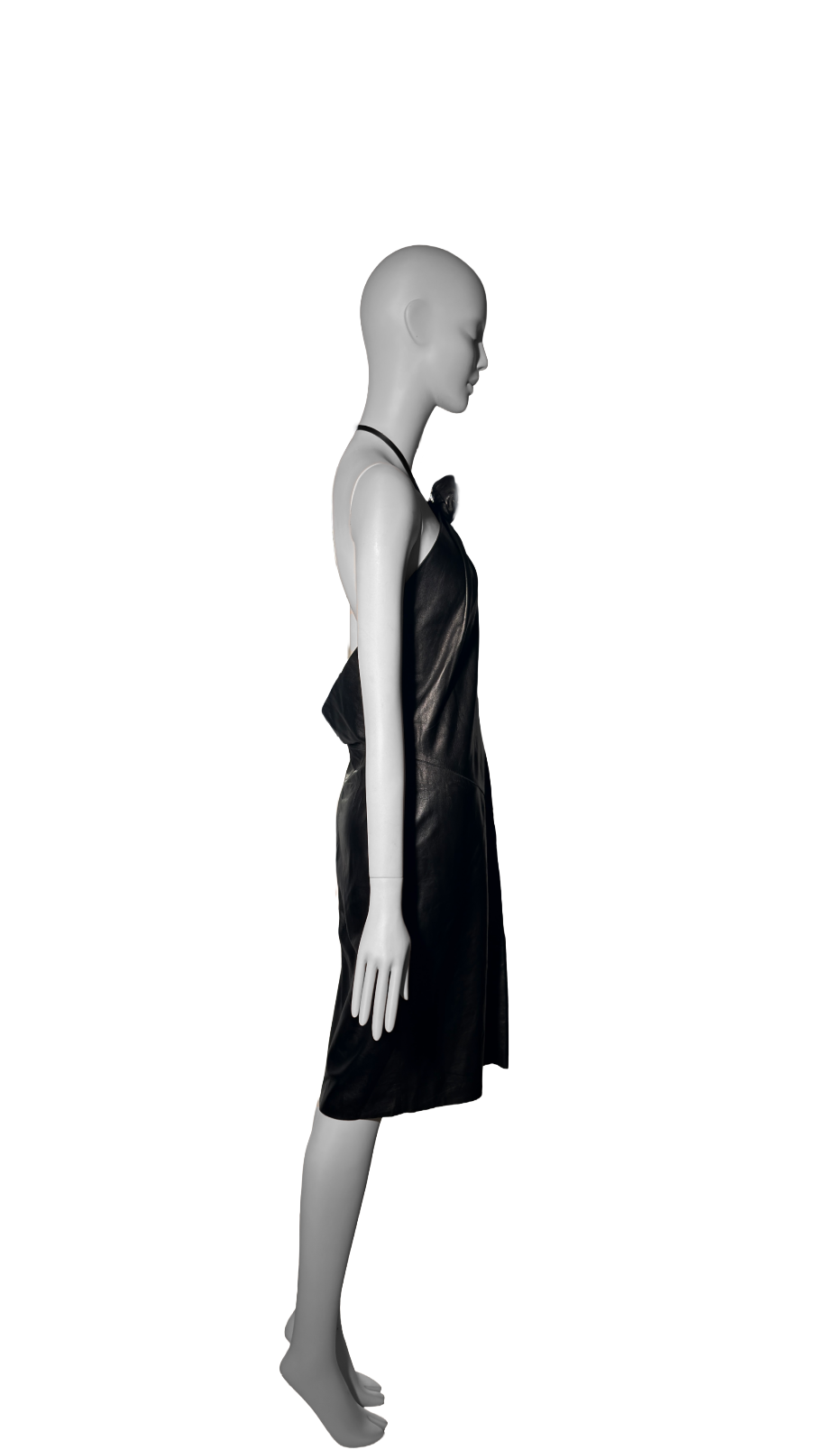 Gucci by Tom Ford FW 1999 Rose Keyhole Black Leather Dress