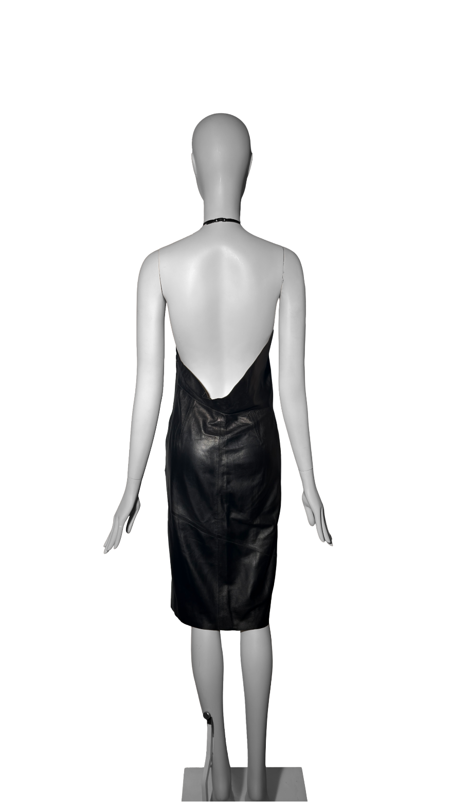 Gucci by Tom Ford FW 1999 Rose Keyhole Black Leather Dress