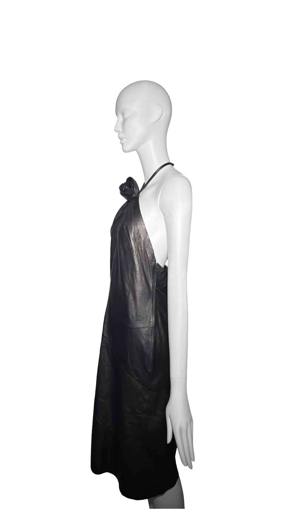 Gucci by Tom Ford FW 1999 Rose Keyhole Black Leather Dress