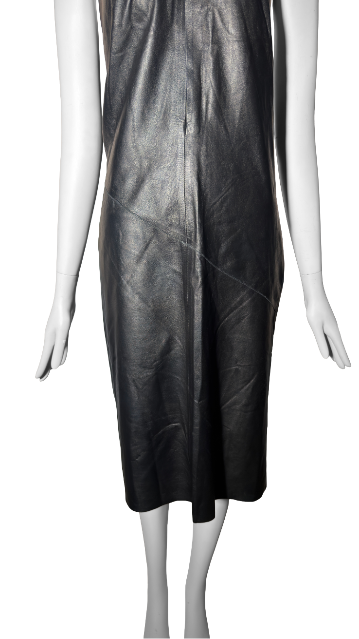 Gucci by Tom Ford FW 1999 Rose Keyhole Black Leather Dress
