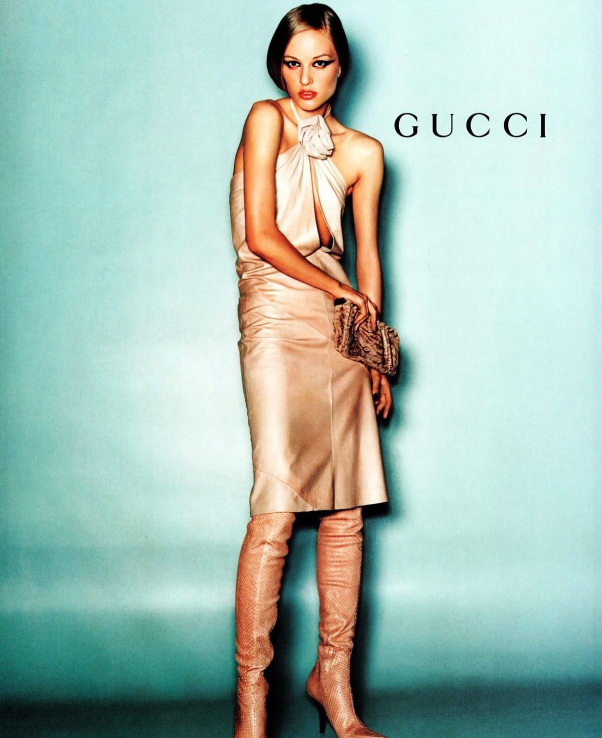 Gucci by Tom Ford FW 1999 Rose Keyhole Black Leather Dress