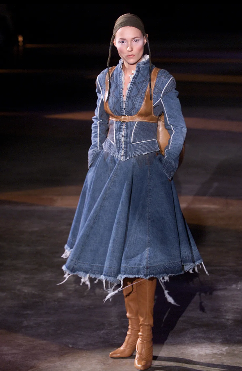 Alexander McQueen FW 2002 'Supercalifragilisticexpialidocious' Denim Corset Jacket
